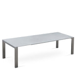 Marikk Deluxe Frontausziehtisch 340/280/220x100cm Keramikplatte mit Edelstahlgestell und Rollen