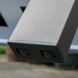 Marikk Deluxe Frontausziehtisch 340/280/220x100cm Keramikplatte mit Edelstahlgestell und Rollen