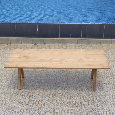Table de bord d'arbre Stor 350 x 95-105 x 75 cm en teck avec structure en aluminium ou en teck