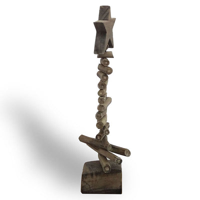 Teak Christmas tree medium with stand made of driftwood pieces - approx. 19 cm high