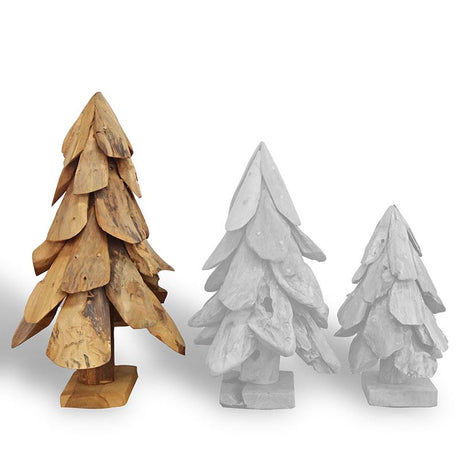 Grand sapin en teck d'environ 50 cm de haut fabriqué à partir de morceaux de bois flotté