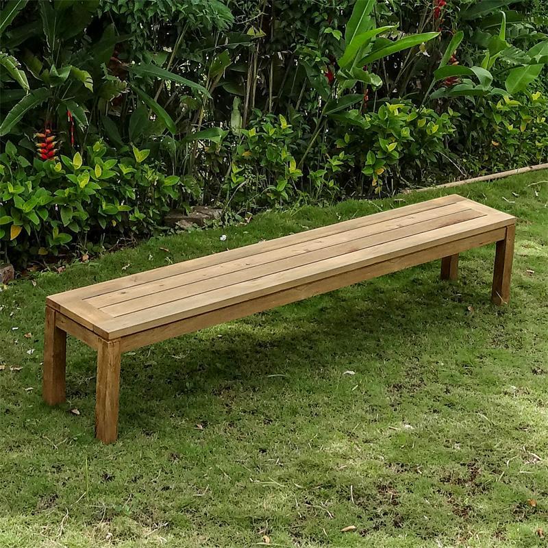 Banc de jardin Dusun sans dossier 214 cm teck recyclé
