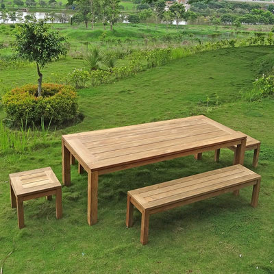 Banc de jardin Dusun sans dossier 214 cm teck recyclé