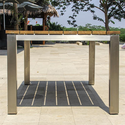 Zilart bench set Teak Natural 210/2/2 consisting of Zilart dining table 210 x 100 with 2 garden benches and 2 side tables/stools