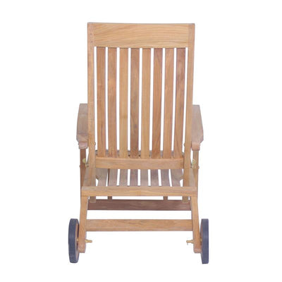 Elegance Deckchair with wheels 154 x 61 x 98 cm Certified teak GRADE A + brass fittings