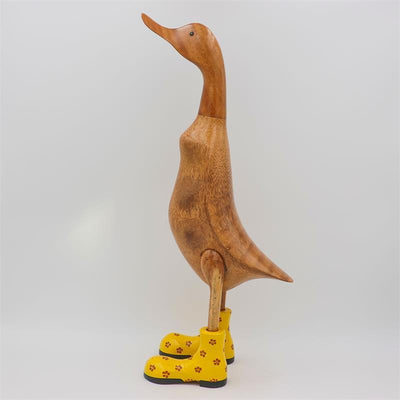 Canard « Denise » énorme jaune beige-brun à fleurs