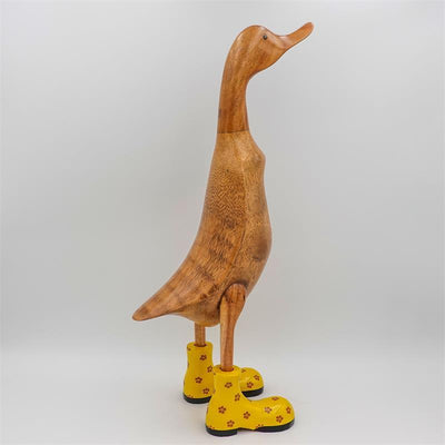 Canard « Denise » énorme jaune beige-brun à fleurs