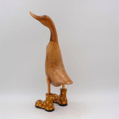 Duck »Bianca« large brown upright gold-colored with flowers