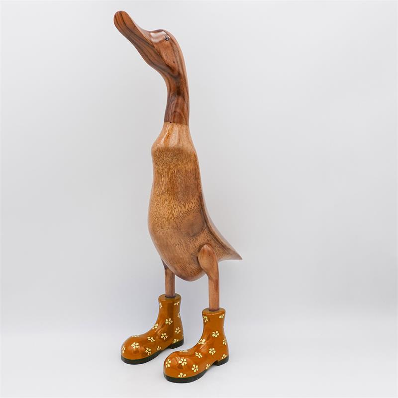 Duck »Bertha« giant brown upright gold-colored with flowers