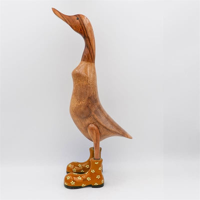 Duck »Bertha« giant brown upright gold-colored with flowers