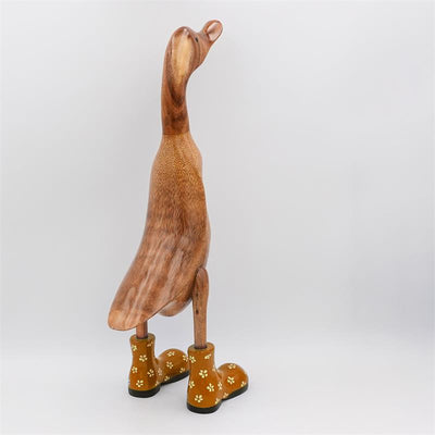 Duck »Bertha« giant brown upright gold-colored with flowers