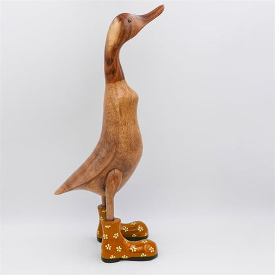 Duck »Bertha« giant brown upright gold-colored with flowers