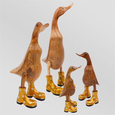 Duck »Bertha« giant brown upright gold-colored with flowers