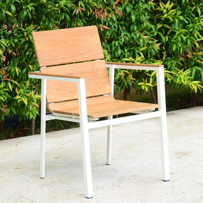 Fides Color Stapelstuhl Set 150 Teak Grade A mit Aluminiumgestell bestehend aus Fides Color Tisch 150 x 100 und Fides Color Stapelstühlen