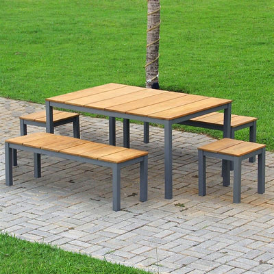 Fides Color tabouret/table d'appoint 45 x 45 x 45 cm teck avec structure en aluminium