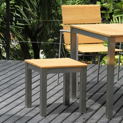 Fides Hocker/Beistelltisch 45 x 45 x 45 cm Vintage Teak mit Edelstahlgestell