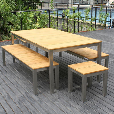Fides Hocker/Beistelltisch 45 x 45 x 45 cm Vintage Teak mit Edelstahlgestell