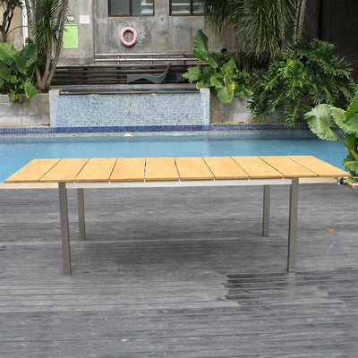 Fides Ausziehtisch 250/175 x 100 x 76 cm Teak Grade A mit Edelstahlgestell
