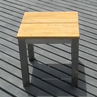 Fides Hocker/Beistelltisch 45 x 45 x 45 cm Vintage Teak mit Edelstahlgestell