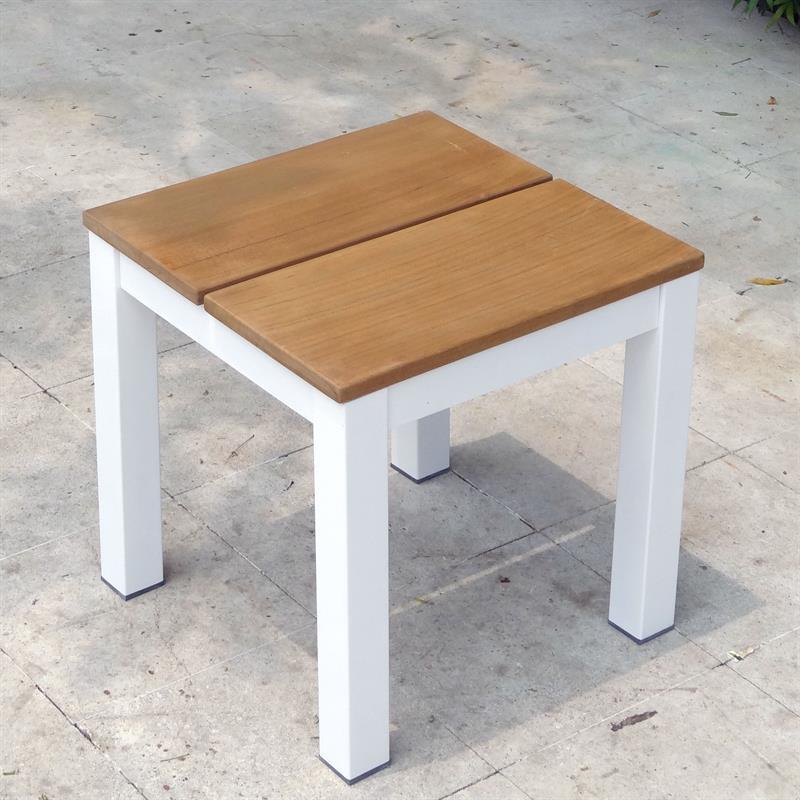Fides Color tabouret/table d'appoint 45 x 45 x 45 cm teck avec structure en aluminium