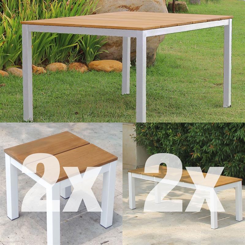 Fides Color Bench Set 150/2/2 composé d'une table 150 x 100 avec 2 bancs de jardin et 2 tables d'appoint/tabourets