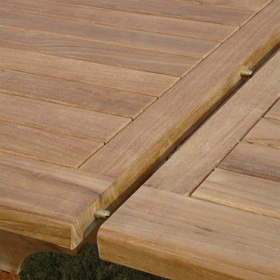 Table double à rallonge Florida 300/250/200x110x75,5cm Teck certifié GRADE A + raccords en laiton