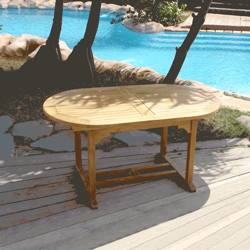 Rivera high-back chair set 240 consisting of Denver extendable table 240/180 x 100 and Rivera high-back chairs teak with Batyline and stainless steel fittings