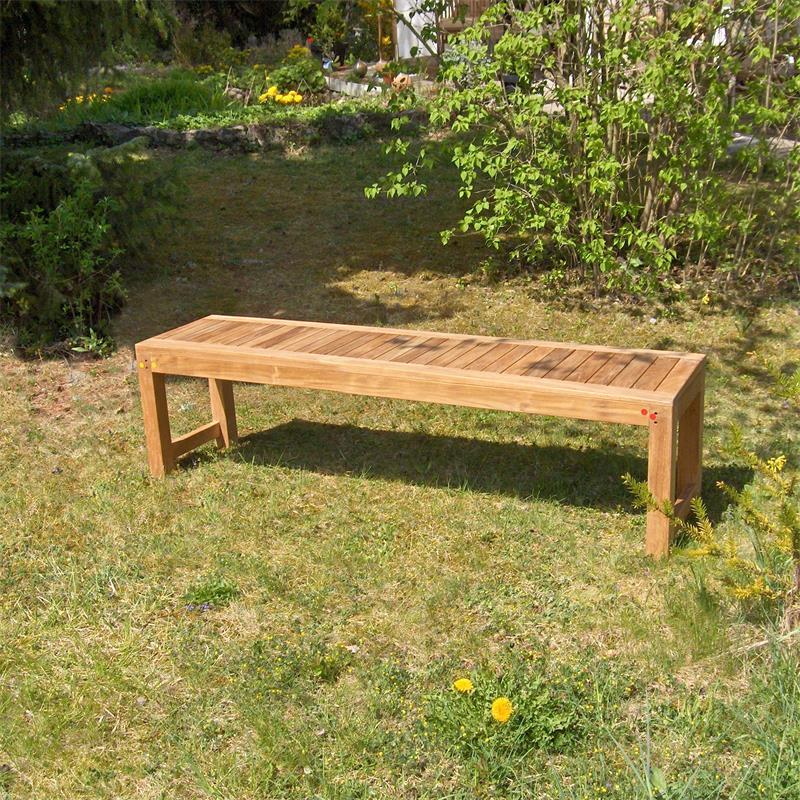 Banc de jardin Hampton sans dossier 150 cm - Teck certifié GRADE A