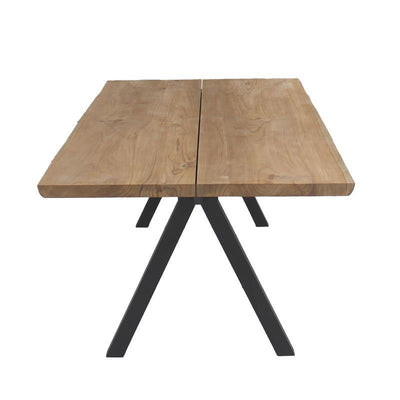 Table Katta Tree Edge 200 x 95-105 x 75 cm en teck avec structure en aluminium anthracite