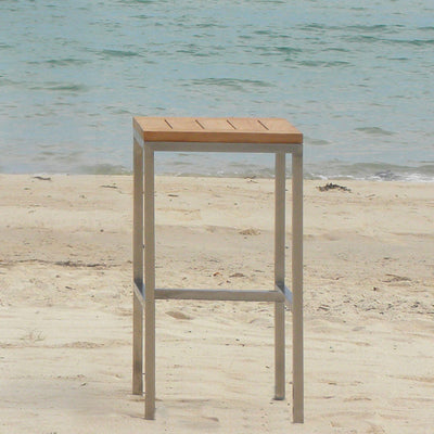 Florence Bar Set 2-1 bestehend aus Florence Bar Tisch mit 2 Florence Bar Hockern und 1 Florence Bar Bank aus Teak und Edelstahl