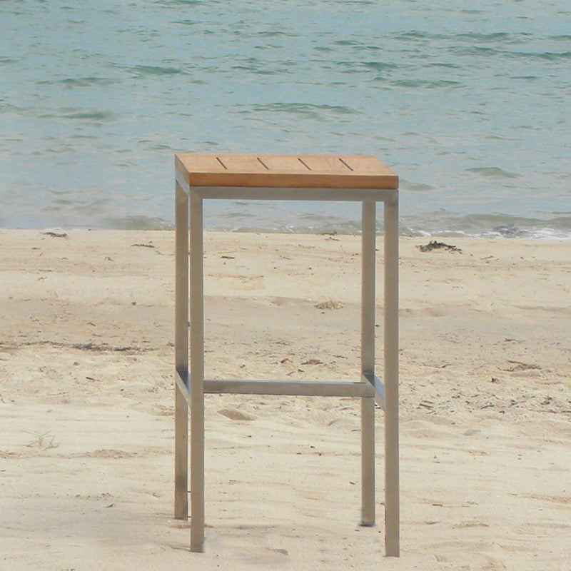 Florence Bar Hocker 40 x 40 x 75cm Teak mit Edelstahlgestell