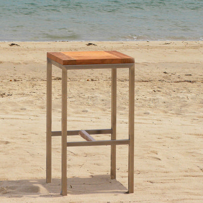 Florence Bar Set 2-1 bestehend aus Florence Bar Tisch mit 2 Florence Bar Hockern und 1 Florence Bar Bank aus Teak und Edelstahl