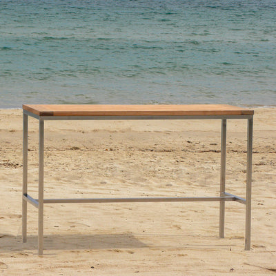 Florence Bar Set 2-1 bestehend aus Florence Bar Tisch mit 2 Florence Bar Hockern und 1 Florence Bar Bank aus Teak und Edelstahl