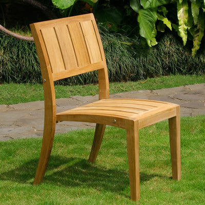 Chaise empilable Nivelle accoudoir teck avec teck certifié inox GRADE A + ferrures inox
