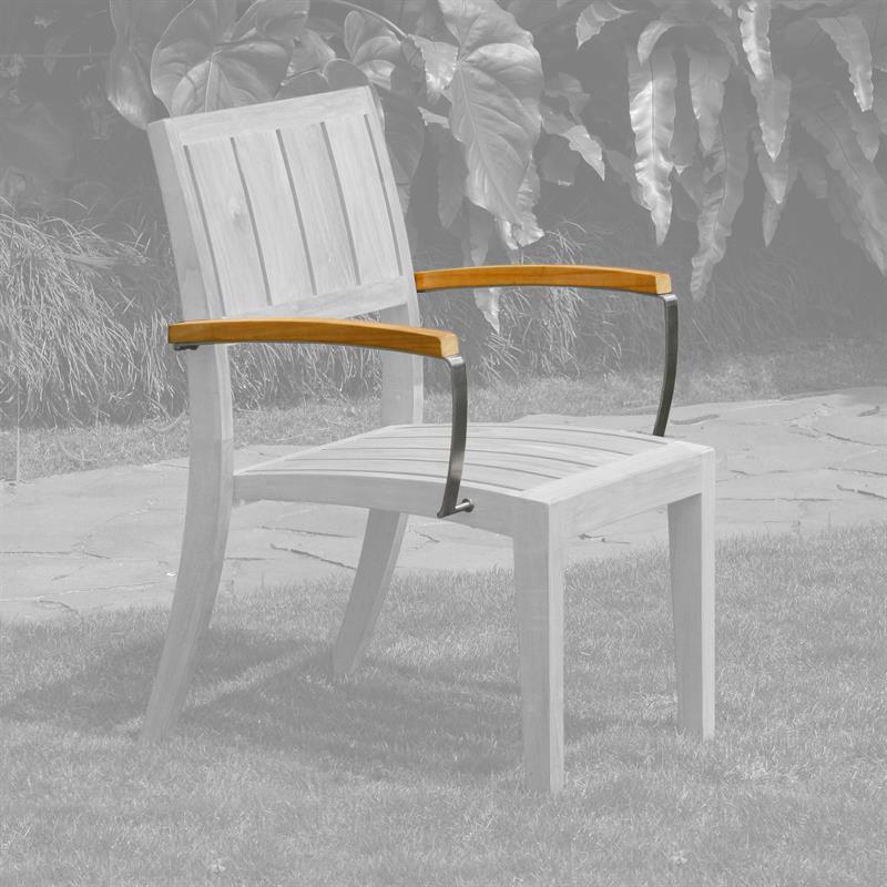 Chaise empilable Nivelle accoudoir teck avec teck certifié inox GRADE A + ferrures inox