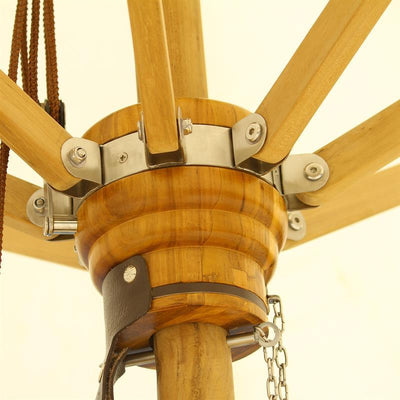 Parasol Ocean Deluxe 250cm round Nagata Teak with stainless steel fittings and triple pulley