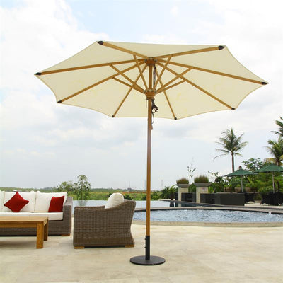 Parasol Ocean Deluxe 250cm round Nagata Teak with stainless steel fittings and triple pulley