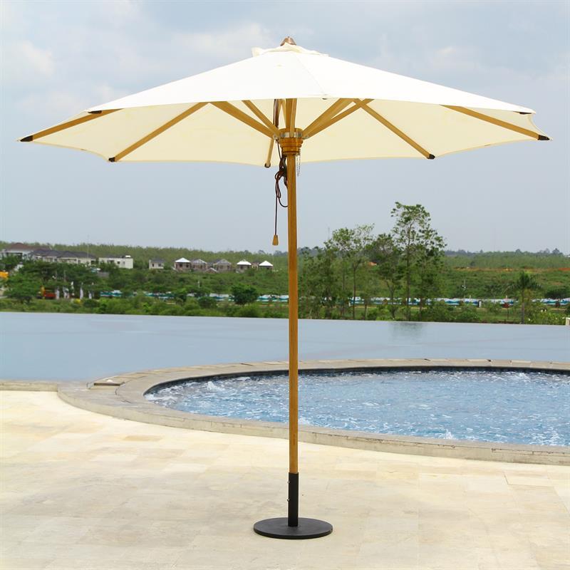Parasol Ocean Deluxe 250cm round Nagata Teak with stainless steel fittings and triple pulley