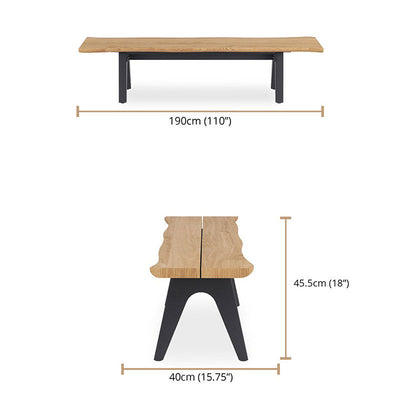 Stor tree edge bench 190 x 43-47 x 45 cm teak with aluminum or teak frame