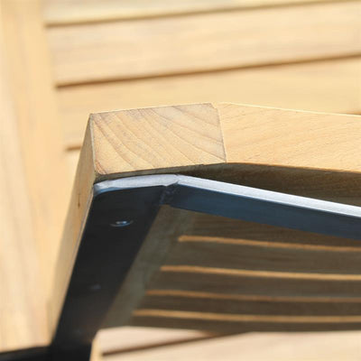 Moselle Set 210 bestehend aus Florence Esstisch 210 x 90 Teak mit Edelstahlgestell und Moselle Stapelstühlen Teak mit Edelstahl