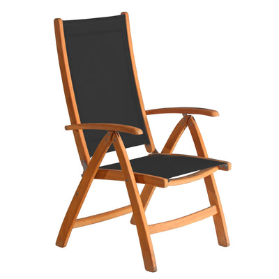 Rivera high-back chair set 240 consisting of Denver extendable table 240/180 x 100 and Rivera high-back chairs teak with Batyline and stainless steel fittings