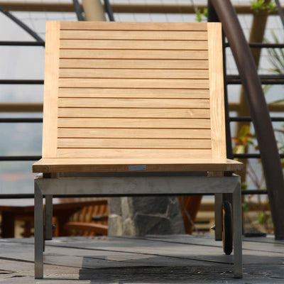 Moselle Liege 2er Set bestehend aus 2 Moselle Liegen 204,5 x 62 x 35 cm -Zertifiziertes Teak GRADE A + Edelstahlgestell und 2 Liegenauflagen in Sunproof