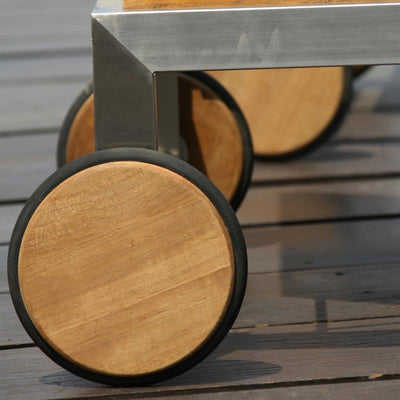Moselle Liege 2er Set bestehend aus 2 Moselle Liegen 204,5 x 62 x 35 cm -Zertifiziertes Teak GRADE A + Edelstahlgestell und 2 Liegenauflagen in Sunproof