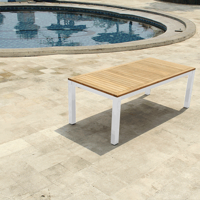 Florence aluminum front extension table 310/210x100x77 cm Certified Teak GRADE A with aluminum frame