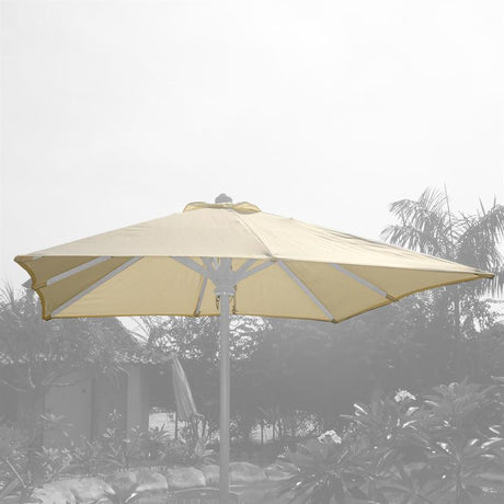 Sonnenschirm quadratisch 350x350cm Nagata Standardfarbe Teak mit Messingbeschlägen