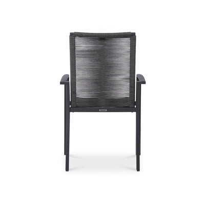 Chaise empilable Yuma avec dossier haut en corde résistante aux intempéries + aluminium thermolaqué