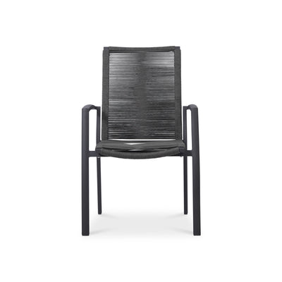 Chaise empilable Yuma avec dossier haut en corde résistante aux intempéries + aluminium thermolaqué