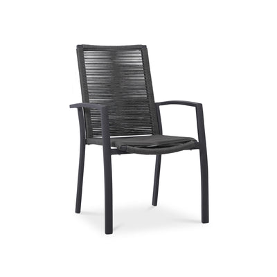 Chaise empilable Yuma avec dossier haut en corde résistante aux intempéries + aluminium thermolaqué