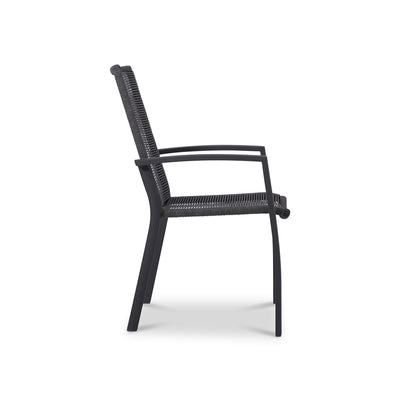 Chaise empilable Yuma avec dossier haut en corde résistante aux intempéries + aluminium thermolaqué