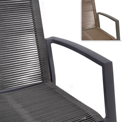 Chaise empilable Yuma avec dossier haut en corde résistante aux intempéries + aluminium thermolaqué